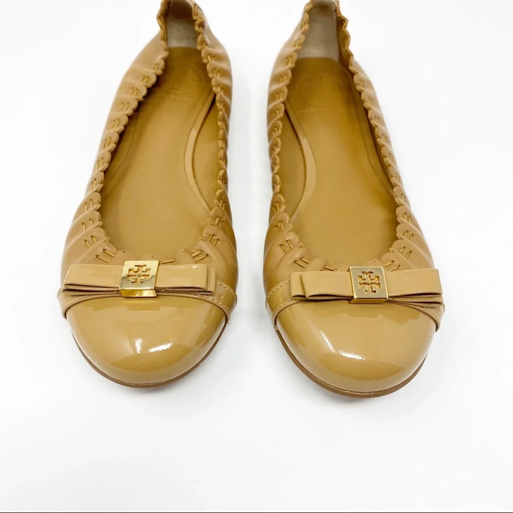 Tory Burch Romy Cap Toe Tan Ballet Flats Size 8 - Picture 4 of 8